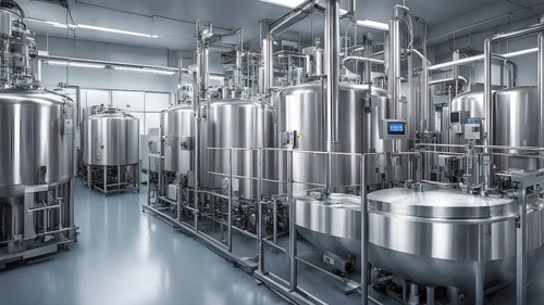 Mechanized pharmaceutical bioreactor in a manufacturing laboratory, AI generated