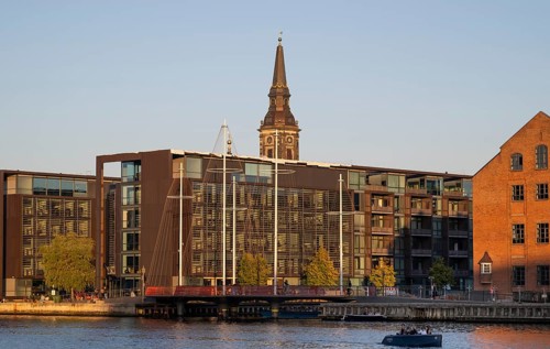 Contemporary architecture, office and residential building, historic brick building, Christians