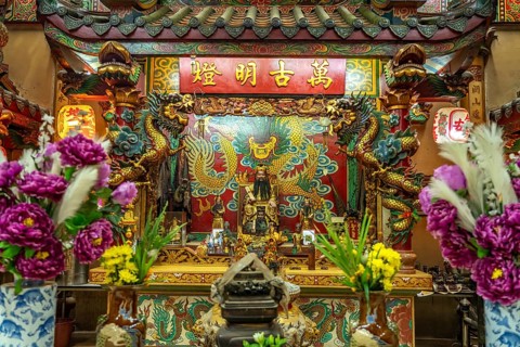 The Chinese-style City Pillar Shrine in Trat, Thailand, Asia