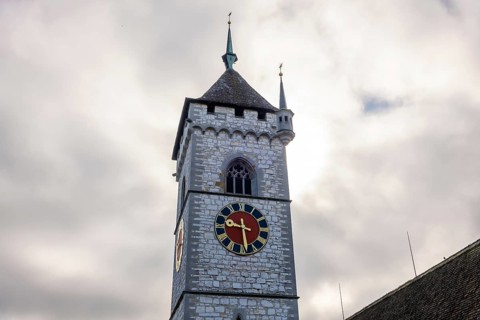 St. Johann Reformed Bell Tower Church in Schaffhausen, Switzerland, Europe