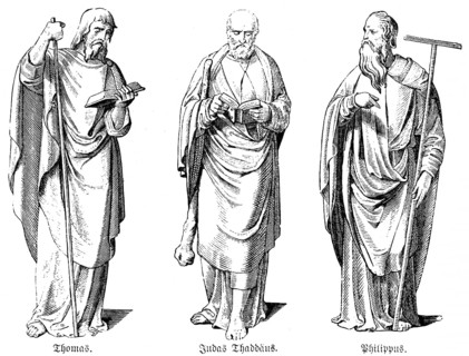 Portrait of the Apostles Thomas, Judas Thaddaeus, Philip, Bible, New Testament, Gospel of Luke,