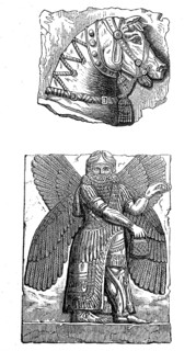 Remains from the ruins of Nineveh, Mesopotamian city in present-day Iraq, horse's head and winged