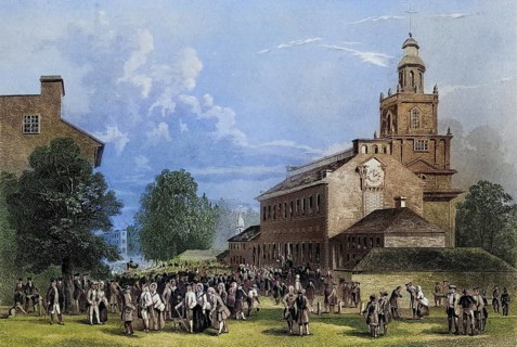 Old State House Philadelphia USA, Built 1735, From a nineteenth century print, engraved by J.