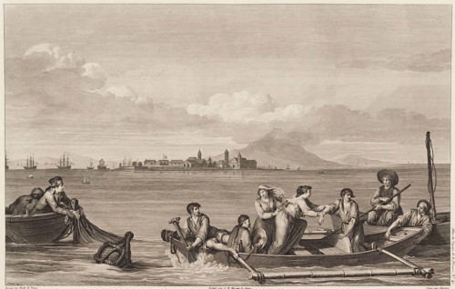 View of Cavite in the Bay of Manila, Historical, digitally restored reproduction from a 19th