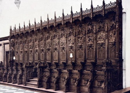 Louvain. The church of St Gertrude. Les Stalles à Droite, Belgium, Historical, digitally restored