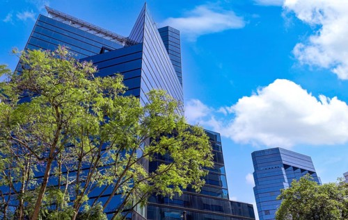 Panoramic skyline view of Guatemala City business and financial center