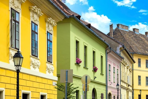 Hungary, old streets in historic city near Budapest Castle and Fisherman bastion on Castle Hill,