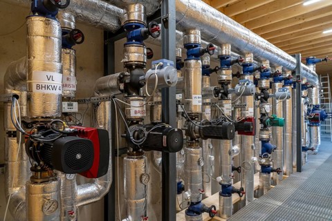 Pipelines, control elements of the heat storage tank of a biogas plant, 5000 cubic metres of hot