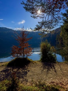 Autumn atmosphere at Hechtsee lake near Kufstein, Tyrol, Austria, Europe