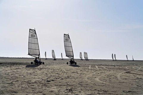 Beach sailor on a sandy beach, De Cocksdorp, North Sea, Texel, West Frisian Islands, Province of