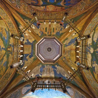 St. Maria and Clemens, view from the lower church through the opening to the ceiling of the upper