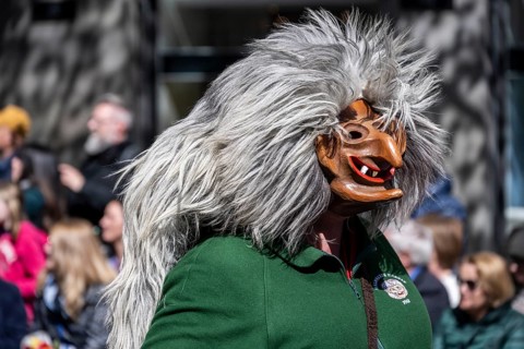 Participants dressed up as jesters from the guest canton of Schwyz, jesters' symposium of the