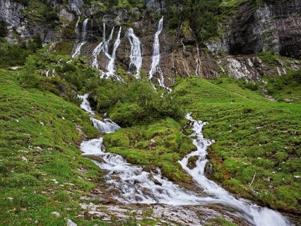 Cascades from the Jungibach Falls, Gental, Canton Bern, Switzerland, Europe