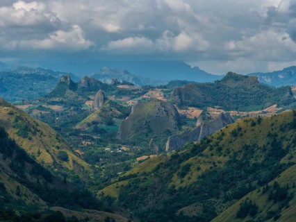 Landscape with mountains and rocks, Tana Toraja, Sulawesi, Indonesia, Asia