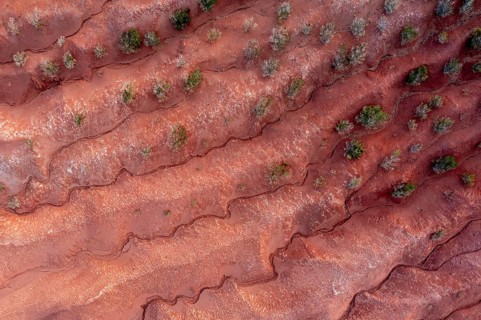 Red earth, erosion, above the cliff, Agulo, La Gomera, Canary Islands, Spain, Europe
