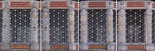 Four detailed views of the Wismar waterworks, built in 1861, market square, Wismar,