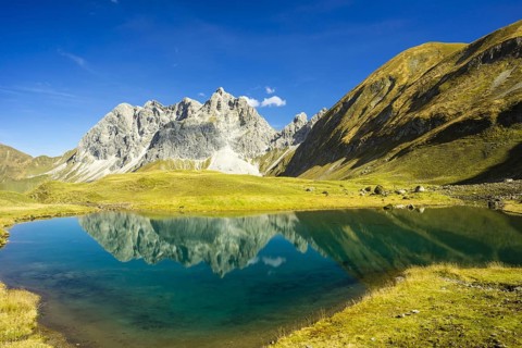Eissee, Oytal, behind it Großer Wilder, 2379m, Hochvogel- and Rosszahngruppe, Allgäu Alps, Allgäu,