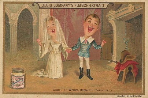 Picture series Singing groups, duet sings the white lady of Boieldiel, Liebig picture, digitally