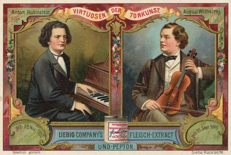 Picture series Virtuosen der Tonkunst, Anton Rubenstein and August Wilhelmj, Liebig picture,