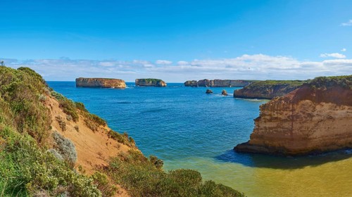 Landscape of the Bay of Islands (Warrnambool) next to the Great Ocean Road in spring, Victoria,