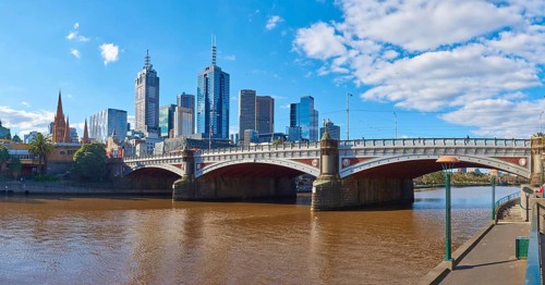 Landscape of Melbourne City Centre at the yarra river at spring, Australia, Oceania
