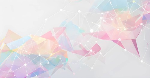 Abstract polygons shifting and rotating seamlessly, connected by glowing lines representing AI