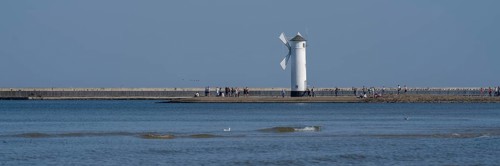 Mill beacon on the pier, Swinemünde, Usedom Island, Baltic Sea, Poland, Europe