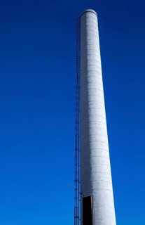 Denver, Colorado - A smokestack at Xcel Energy's idled Zuni power plant. The 123-year-old plant