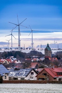 The town of Lichtenau, self-proclaimed energy town, wind farm, over 190 wind turbines and over 1200