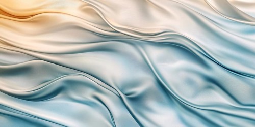 Banner with shiny blue and yellow colored silk textile textureGenerative AI, AI generated