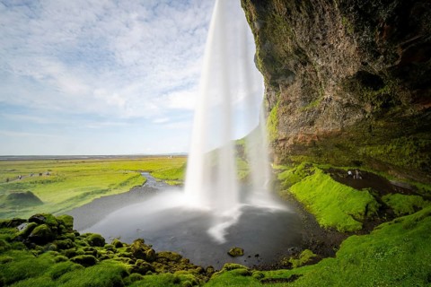 Seljalandsfoss waterfall, long exposure, Seljalandsa river, South Iceland, Iceland, Europe
