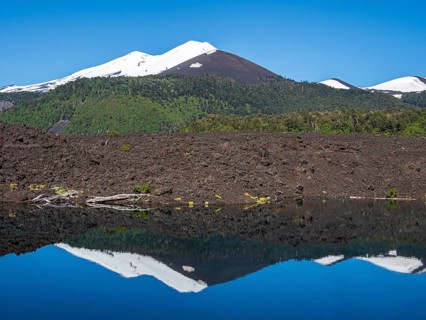 Volcano Llaima, Conguillio National Park, lake Laguna Arcoiris, Chile, South America