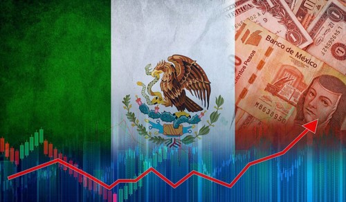 Mexico economy growth on financial graph. Financial graph of Mexican economic recovery