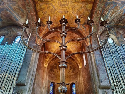 Seven-armed candlestick, Cathedral, Cathedral Church of St Blasii in Braunschweig, Lower Saxony,
