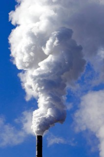 Smoking chimney, power plant, chimney, pollutant emissions, environmental pollution, North