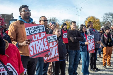 Detroit, Michigan USA, 9 November 2024, Members of the Teamsters Union are joined by members of the