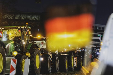 Road blockades in the centre of Berlin, taken as part of the farmers' protests in Berlin, 15.01