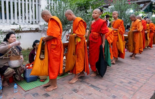 Morning Alms ceremony, Luang Prabang, Laos, Asia