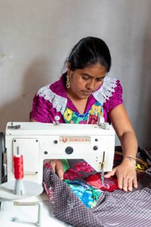 San Miguel del Valle, Oaxaca, Mexico, Epifania Hernandez Garcia makes elaborate aprons, worn by