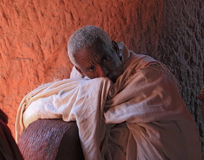 Lalibela, at the eastern group of rock-hewn churches, pilgrims in the double church of