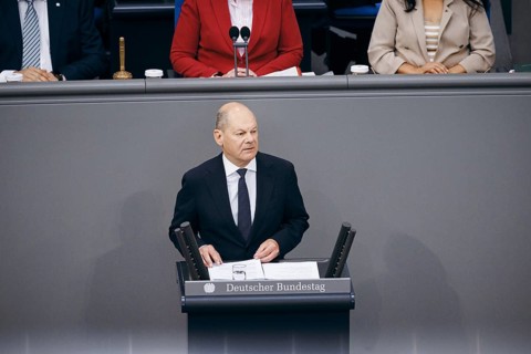 Federal Chancellor Olaf Scholz, (SPD), recorded during a government statement in the German
