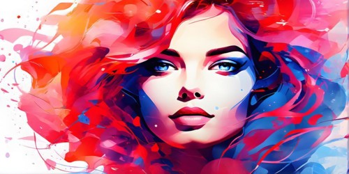 AI generated abstract portrait in vector art foundation watercolor textures with overlapping
