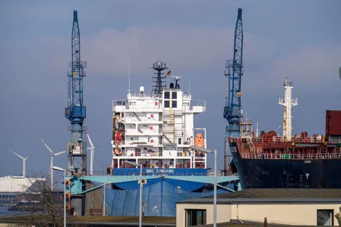 Shipyard Dock 5, freighter BBC Xingang dry dock, freighter Adam Schulte, shipyard in the overseas