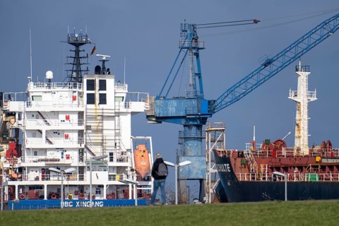 Shipyard Dock 5, freighter BBC Xingang dry dock, freighter Adam Schulte, shipyard in the overseas
