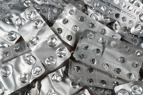 Empty, used medication packaging, pills, tablets