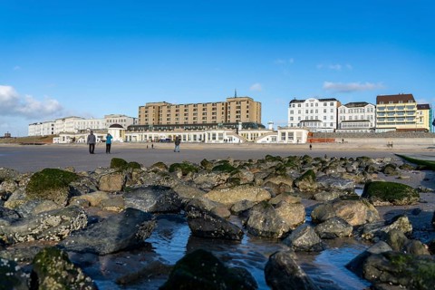 Skyline of the North Sea island of Borkum, East Frisia, Lower Saxony, Germany, Europe