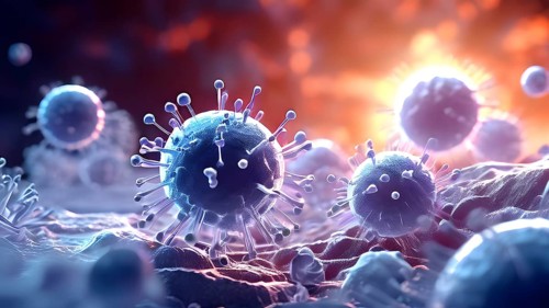 3d illustration of human white blood cells, AI generated