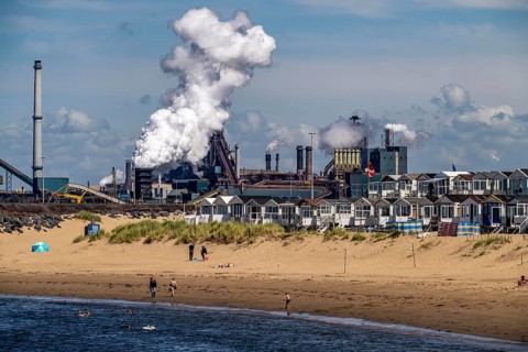 The Tata Steel steel and smelting works in IJmuiden, Velsen, North Holland, Netherlands, largest