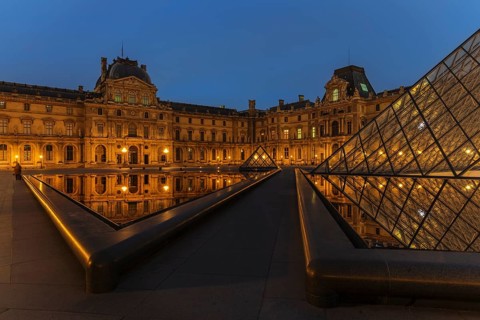 Glass pyramid at the Louvre Museum, Paris, Ile de France, France, Paris, Ile de France, France,