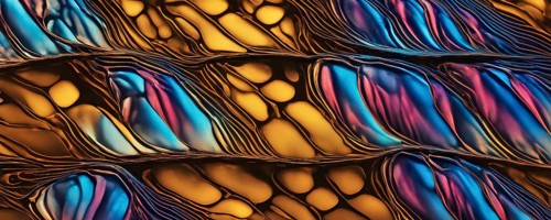 Vibrant butterfly wing with iridescent scales and network of veins, AI generated